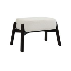 Ghế Đôn Chân Gỗ Bọc Vải Hardy Bucle White