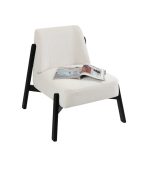 Ghế Sofa Đơn Chân Gỗ Bọc Vải Hardy Bucle White