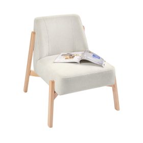Ghế Sofa Đơn Chân Gỗ Bọc Vải Hardy Soft Milk