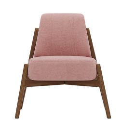 Ghế Sofa Đơn Chân Gỗ Bọc Vải Hardy Soft Pink