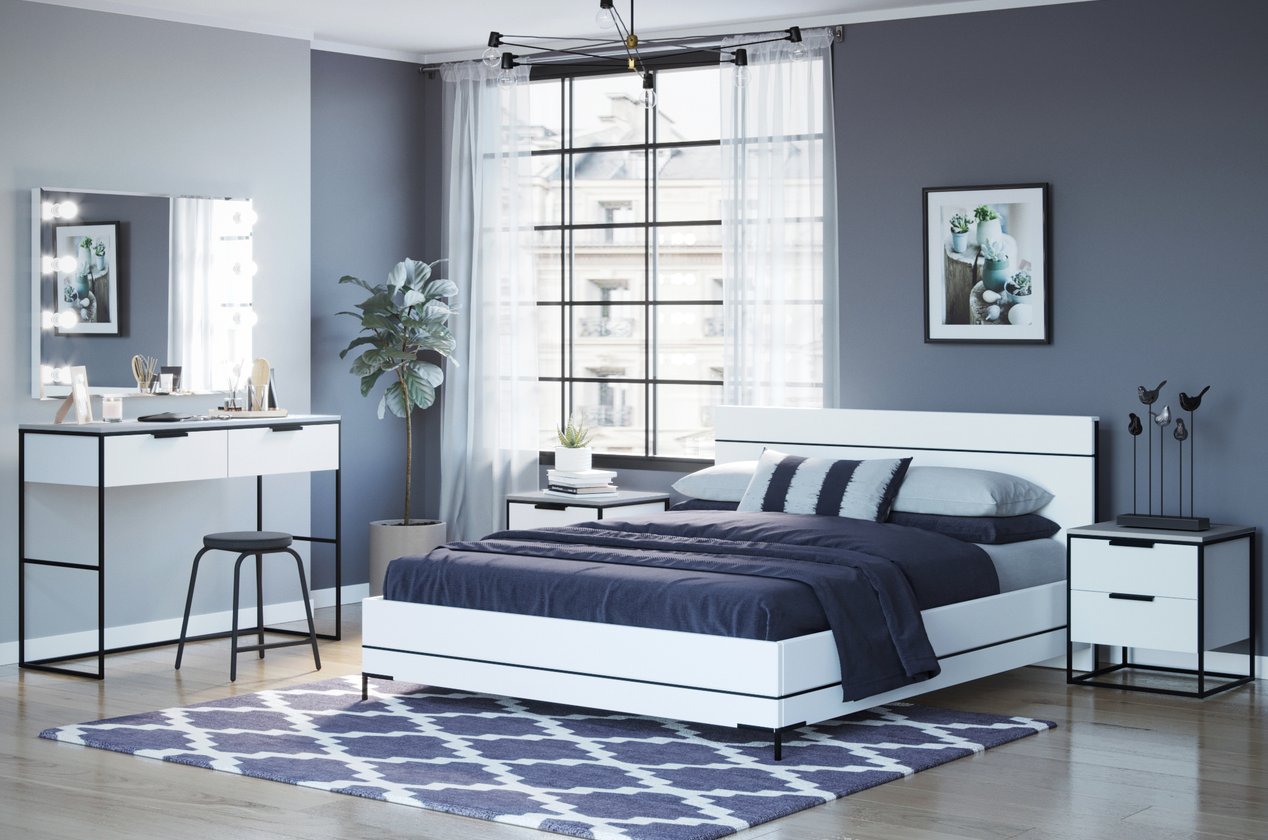 Phòng ngủ mô-đun Nord-2 Trắng Combo phòng ngủ Nord-2 Trắng - Ảnh 1