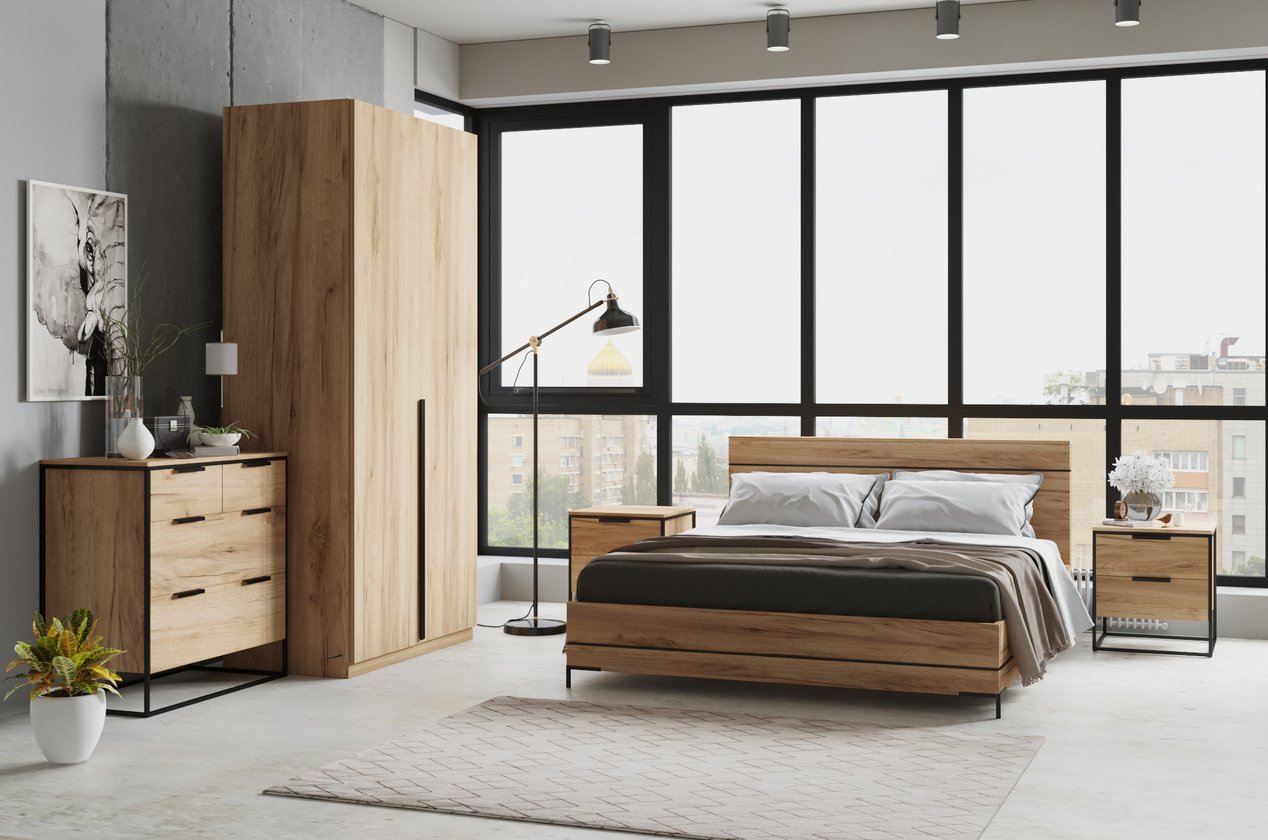 Phòng ngủ mô-đun Nord-3, Golden Oak Combo phòng ngủ Nord-3 Golden Oak - Ảnh 1