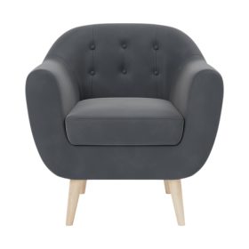 Ghế Sofa Đơn Bọc Nhung Rotterdam Danel Grafit