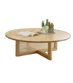 Bàn trà mây chân thập tròn