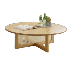 Bàn trà mây chân thập tròn