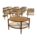 Bàn trà mây chân inox