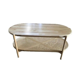 Bàn trà mây Oval mặt gỗ Tự Nhiên