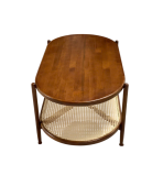 Bàn trà mây oval mặt gỗ Walnut Thường