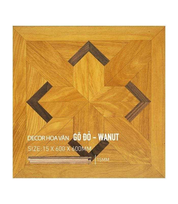Sàn Gỗ Hoa Văn Walnut 15mm - Gõ Đỏ 600x600mm