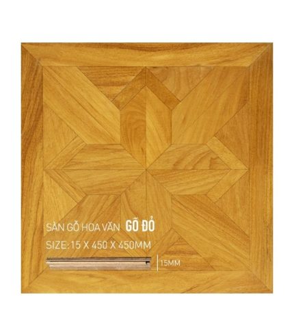 Sàn Gỗ Mỹ Thuật Gõ Đỏ 15mm 450x450mm