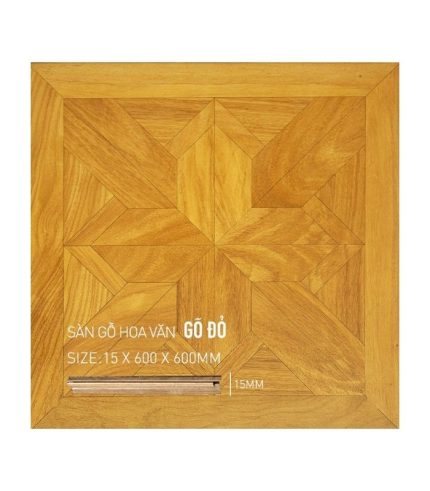 Sàn Gỗ Mỹ Thuật Gõ Đỏ 15mm 600x600mm