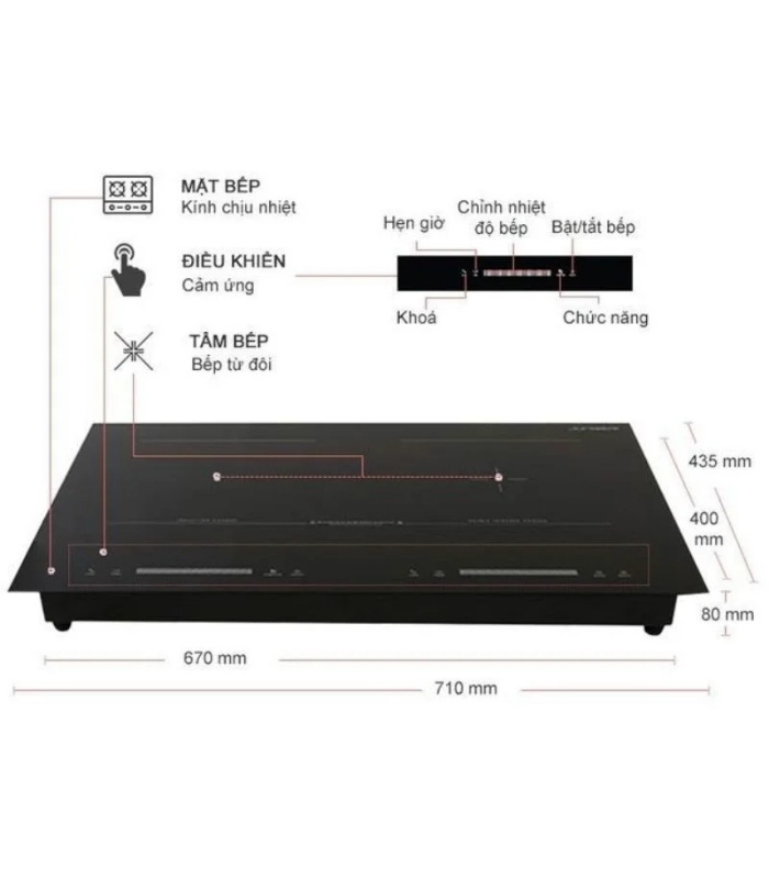 Bếp từ kết hợp hồng ngoại Junger MTD-71 lắp âm