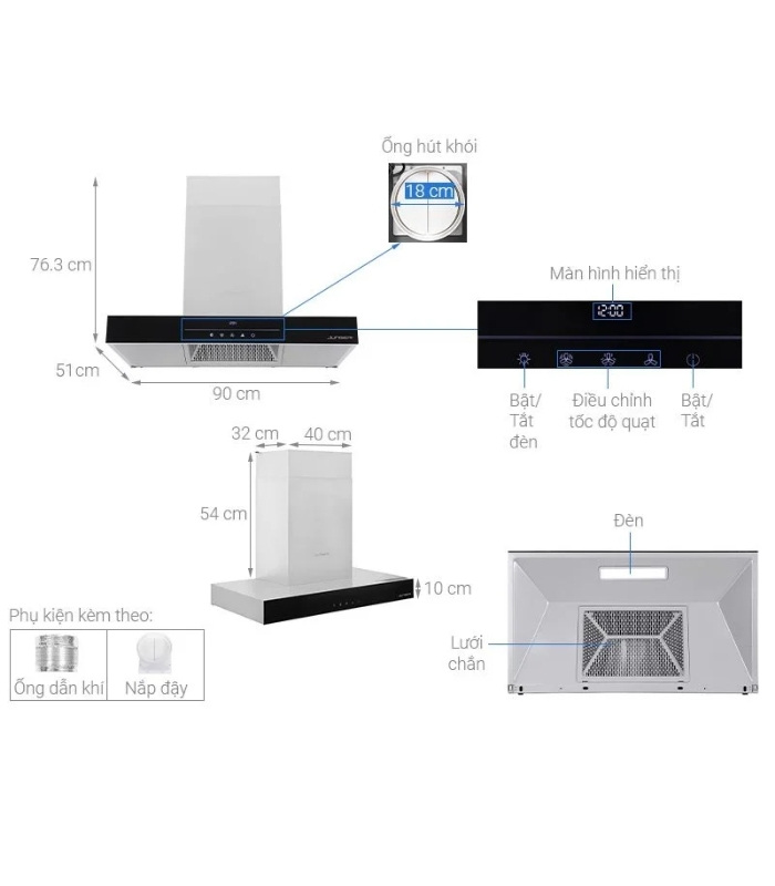 Máy hút mùi âm tủ Junger H-90