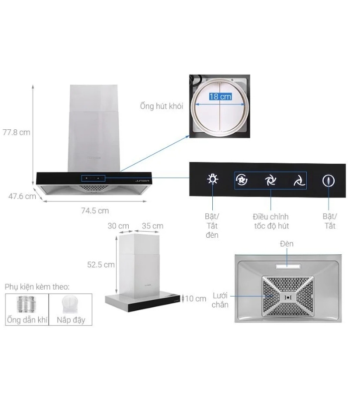 Máy hút mùi âm tủ Junger HRJ-75