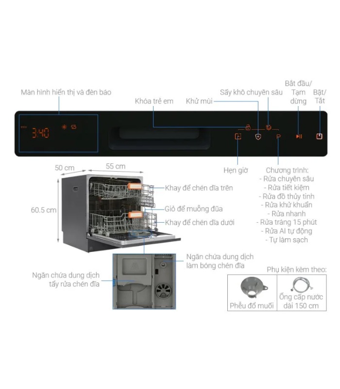 Máy rửa bát độc lập Junger Leopard DWJ-103