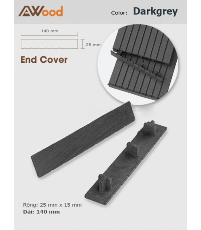 Nắp Chụp Đầu Gỗ Nhựa AWood Darkgrey