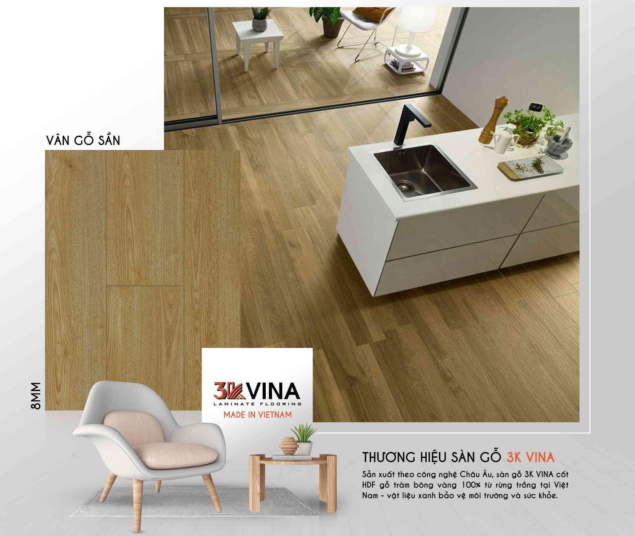Sàn Gỗ 3K VINA 8mm V8882