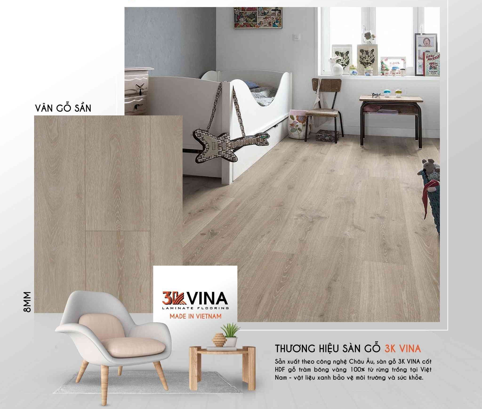 Sàn Gỗ 3K VINA 8mm V8885