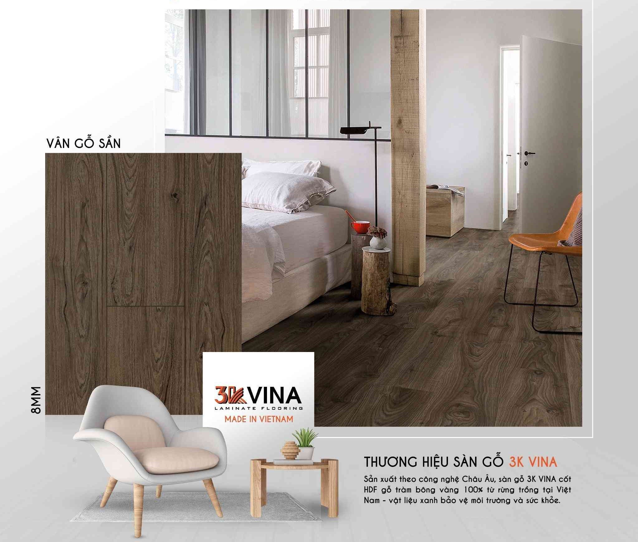 Sàn Gỗ 3K VINA 8mm V8886