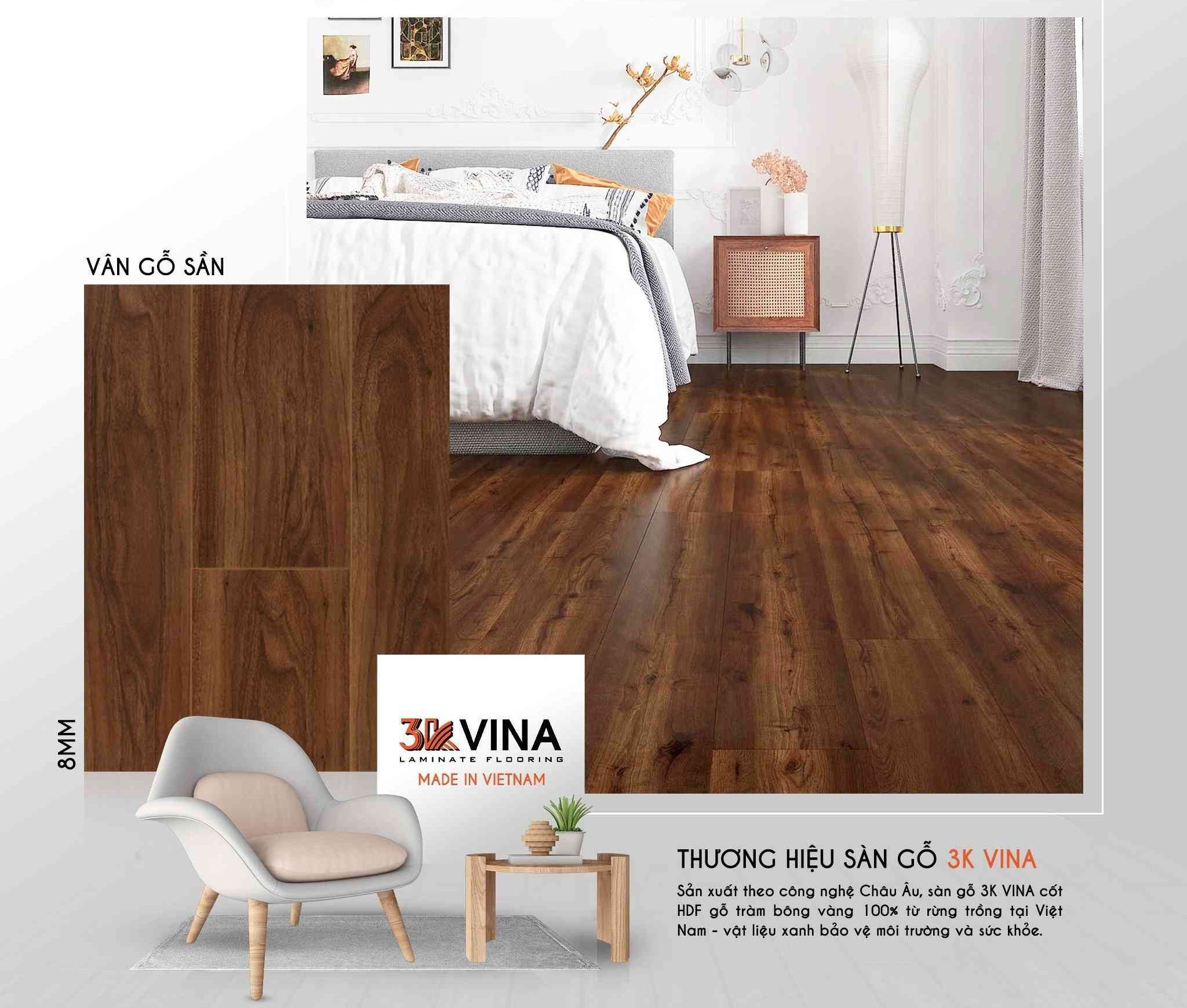 Sàn Gỗ 3K VINA 8mm V8887
