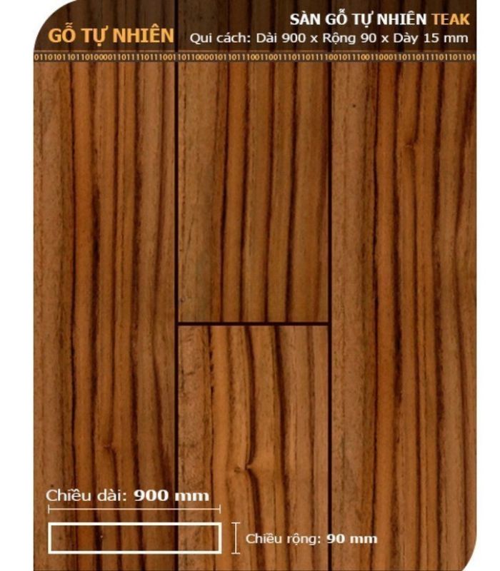 Sàn Gỗ Giá Tỵ - Teak 15mm TEAK FJL 120x900