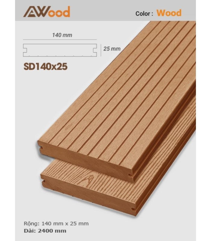 Sàn Gỗ Ngoài Trời AWood ASD140x25 Wood