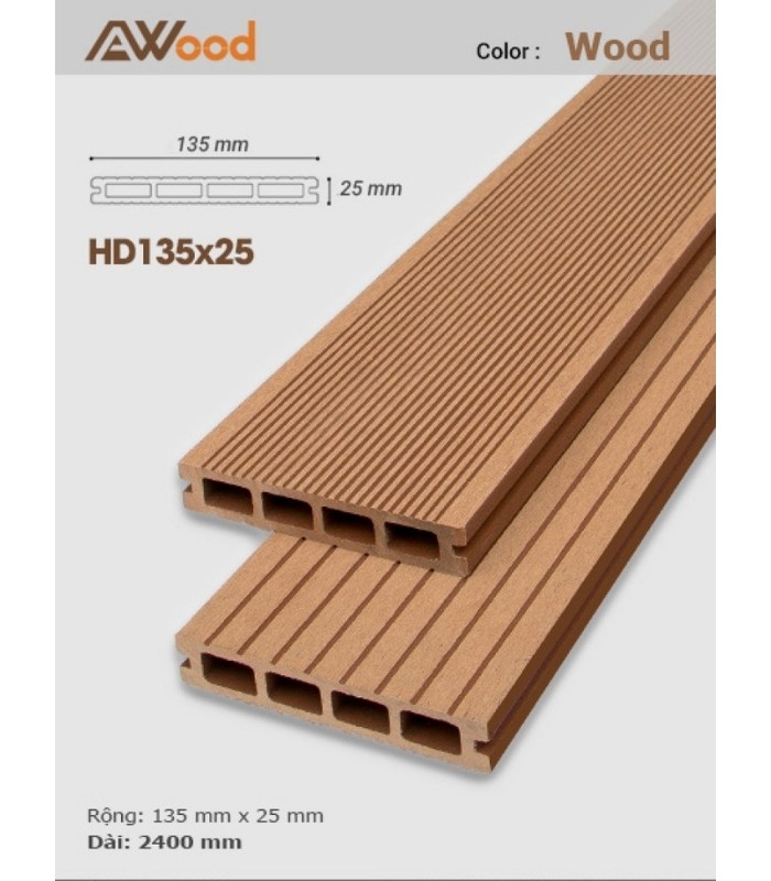 Sàn Gỗ Ngoài Trời AWood HD135x25 Wood