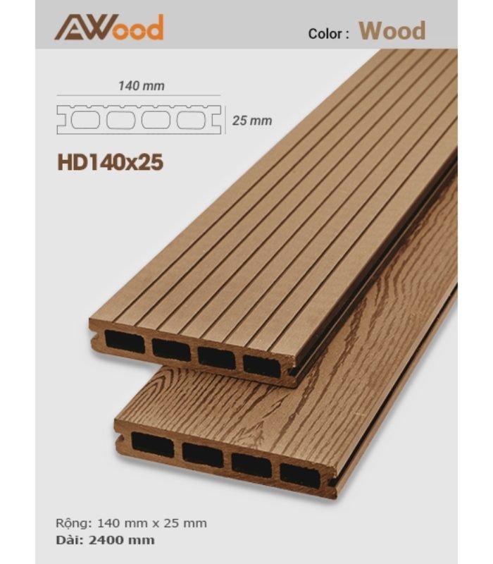Sàn Gỗ Ngoài Trời AWood HD140x25-4 Wood