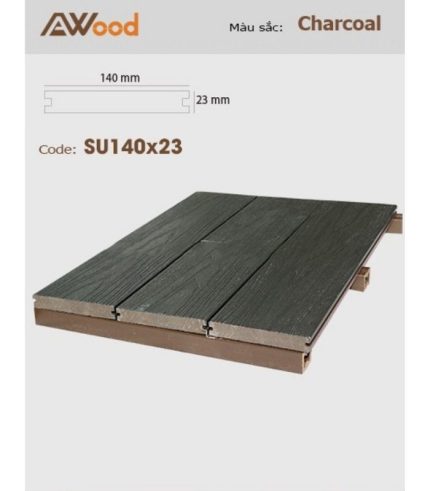 Sàn Gỗ Ngoài Trời AWood SU140x23 Charcoal