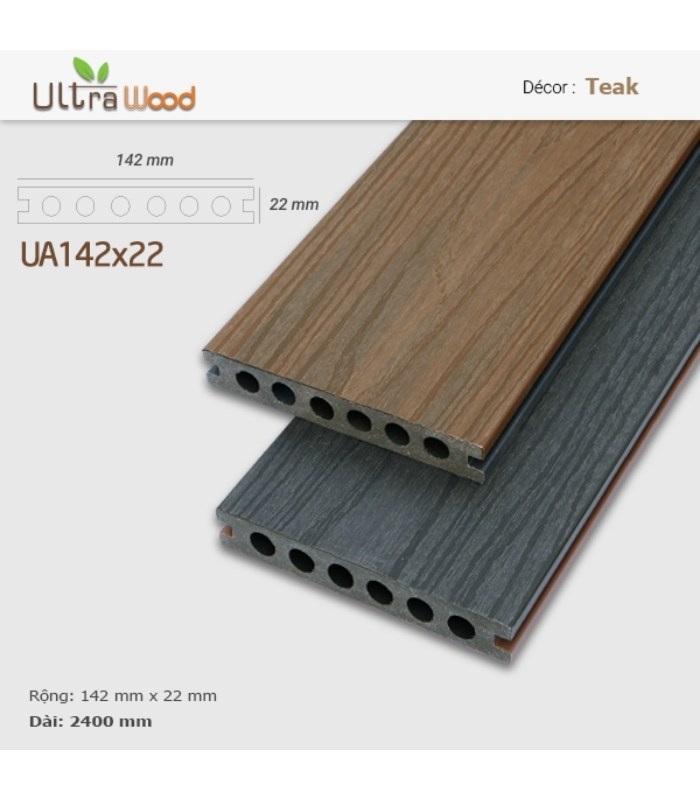 Sàn Gỗ Ngoài Trời Ultra Wood UA142x22 Red Teak