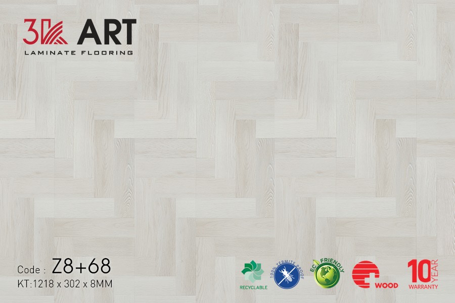 Sàn Gỗ Xương Cá 3K ART 8mm Z8+68