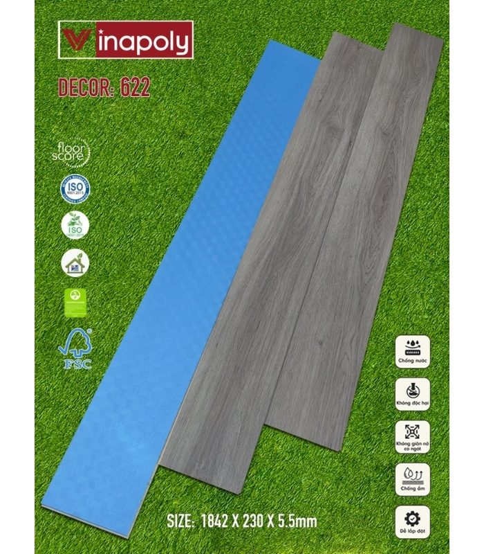 Sàn nhựa SPC Vinapoly 5.5mm 622