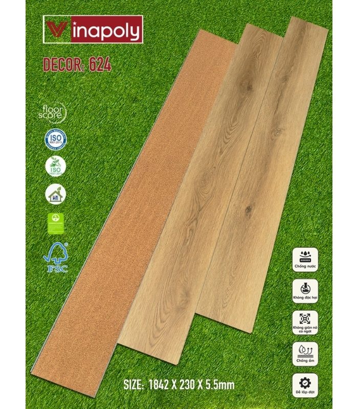 Sàn nhựa SPC Vinapoly 5.5mm 624