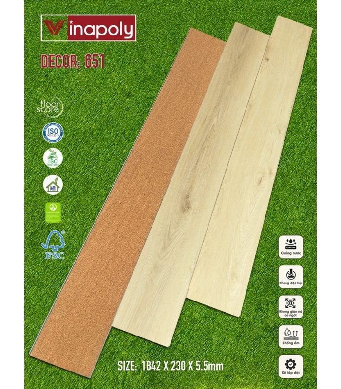 Sàn nhựa SPC Vinapoly 5.5mm 651