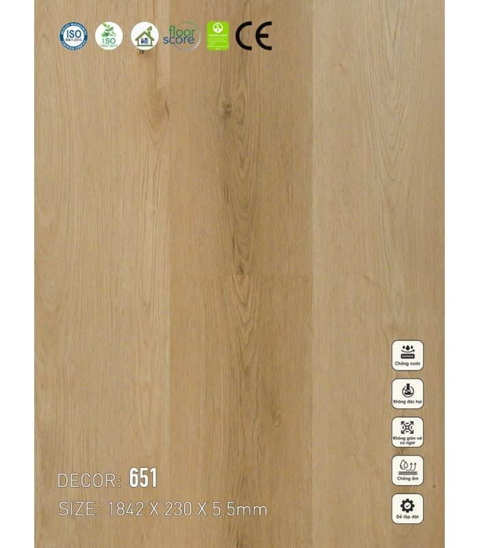 Sàn nhựa SPC Vinapoly 5.5mm 651