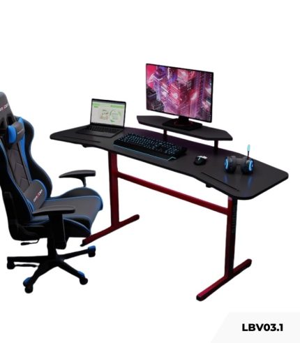 Bàn làm việc LBV03.1 160x60 - Đen + Khung chân đỏ