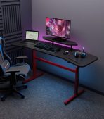 Bàn làm việc LBV03.1 160x60 - Đen + Khung chân đỏ