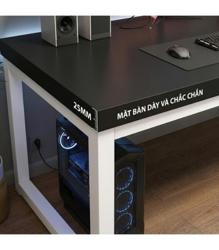 Bàn làm việc LBV04.2 120x60 - Đen + Khung chân trắng