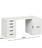 Bàn làm việc IKEA 2 Tủ LBV38.1 160x60 - Trắng