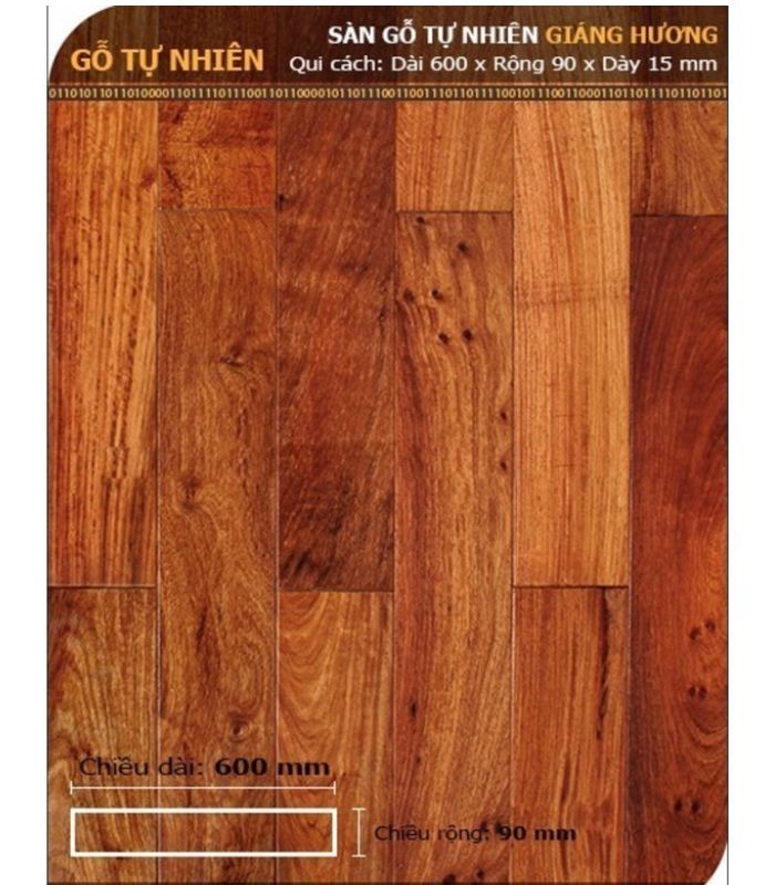 Sàn Gỗ Hương 15mm SGGH 600mm