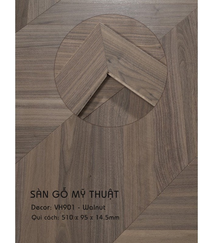 Sàn Gỗ Mỹ Thuật Black Walnut 14.5mm VH901