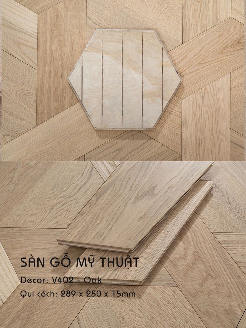Sàn Gỗ Mỹ Thuật Sồi 15mm V402