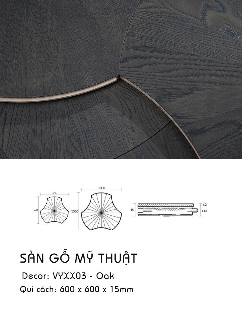 Sàn Gỗ Mỹ Thuật Sồi 15mm VYXX03