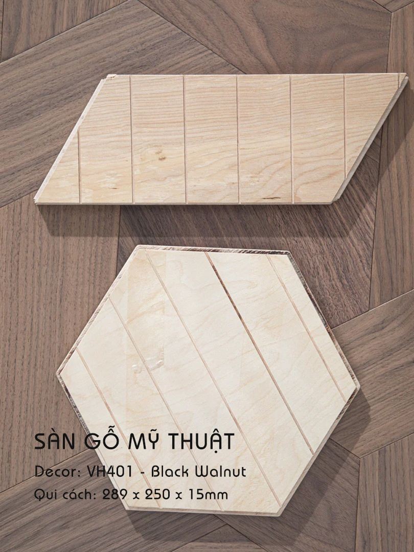 Sàn Gỗ Mỹ Thuật Walnut 15mm VH401