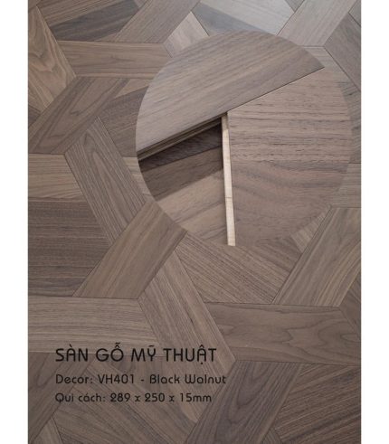 Sàn Gỗ Mỹ Thuật Walnut 15mm VH401