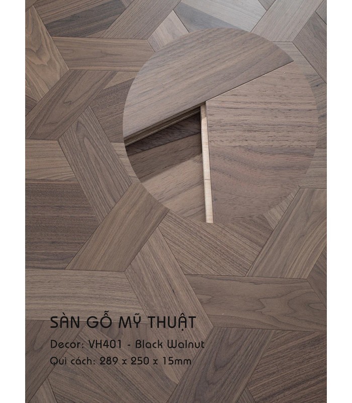 Sàn Gỗ Mỹ Thuật Walnut 15mm VH401