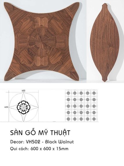 Sàn Gỗ Mỹ Thuật Walnut 15mm VH502