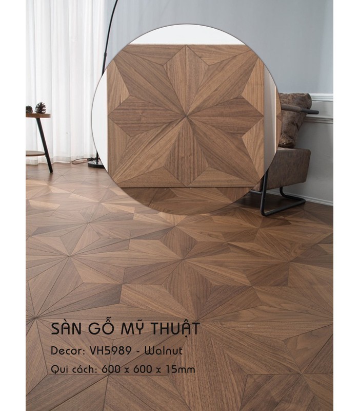 Sàn Gỗ Mỹ Thuật Walnut 15mm VH5989