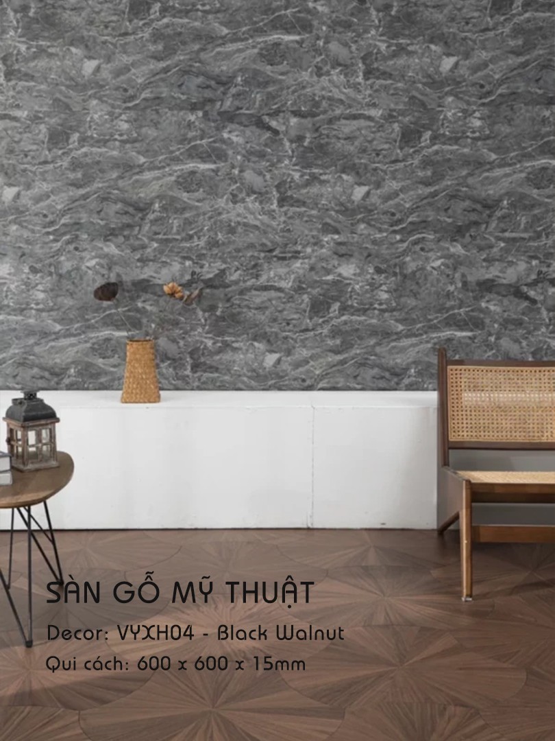 Sàn Gỗ Mỹ Thuật Walnut 15mm VYXH04