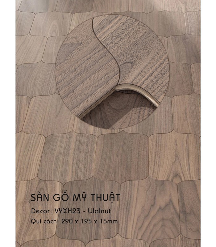 Sàn Gỗ Mỹ Thuật Walnut 15mm VYXH23